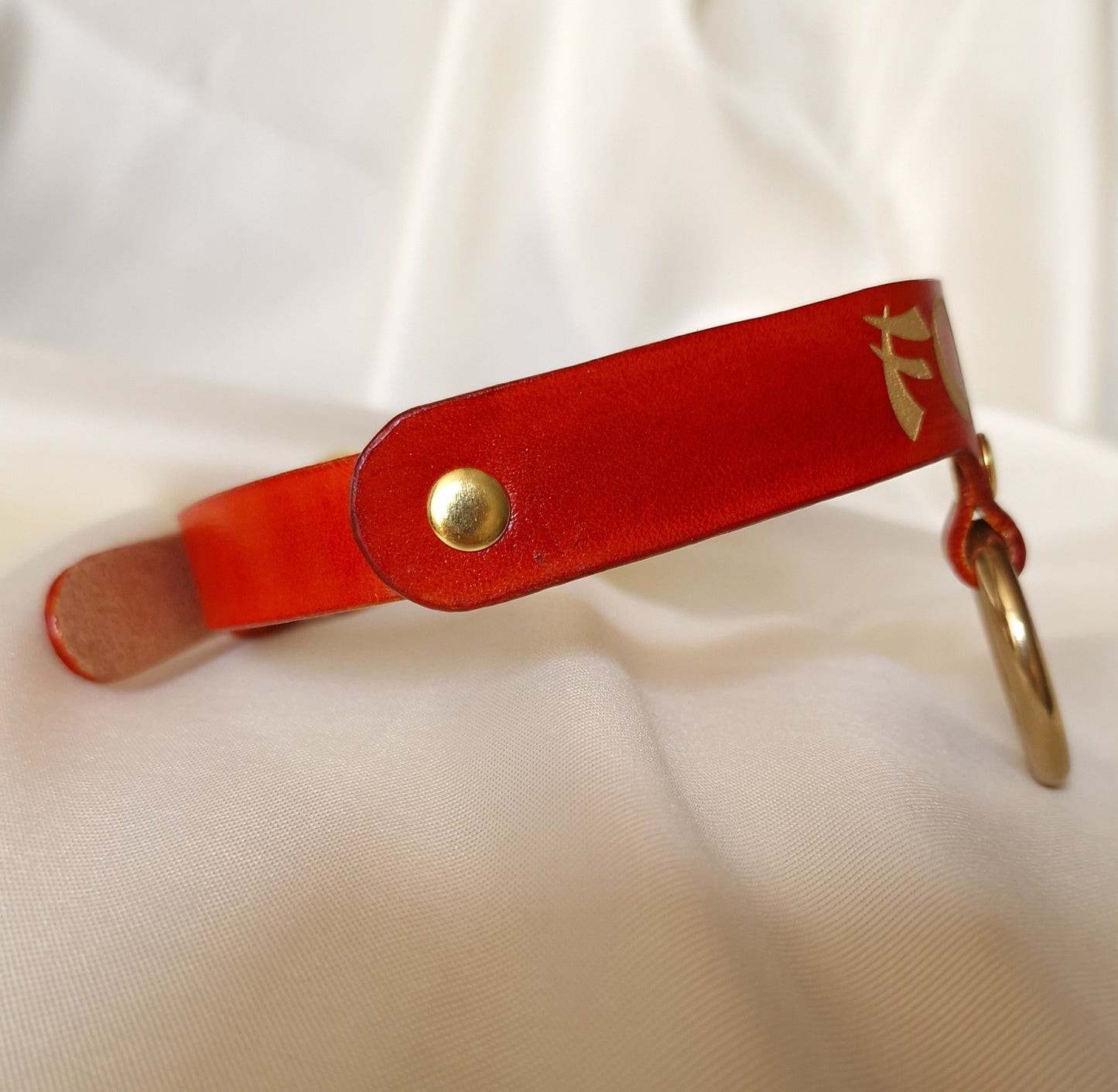 side view of personalized BDSM-inspired fashion leather choker