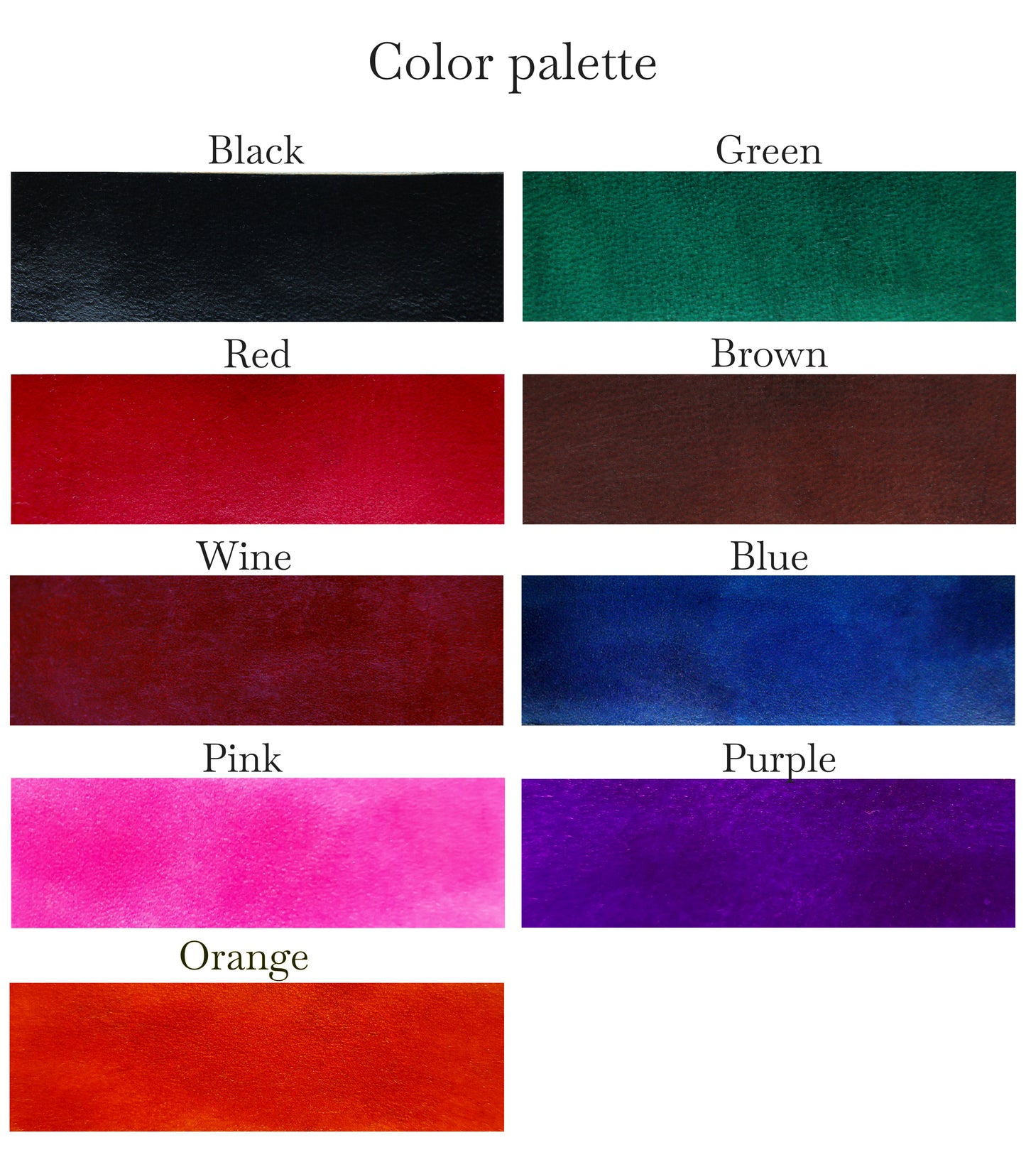 Custom bdsm bondage restraints with Color palette of green, red, brown, blue, pink, purple, orange, wine, pinot noir, and black.