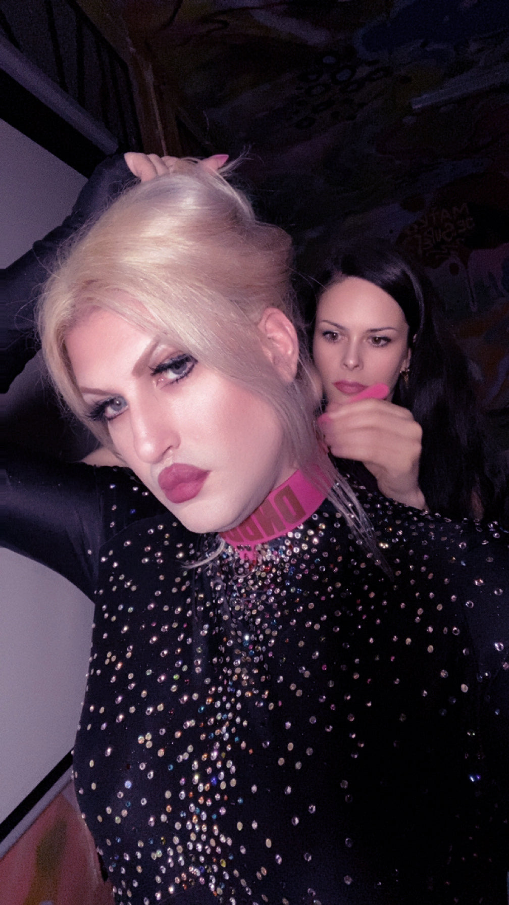 Creator and Matia B-Complex together wearing the DNBDSM collaboration choker