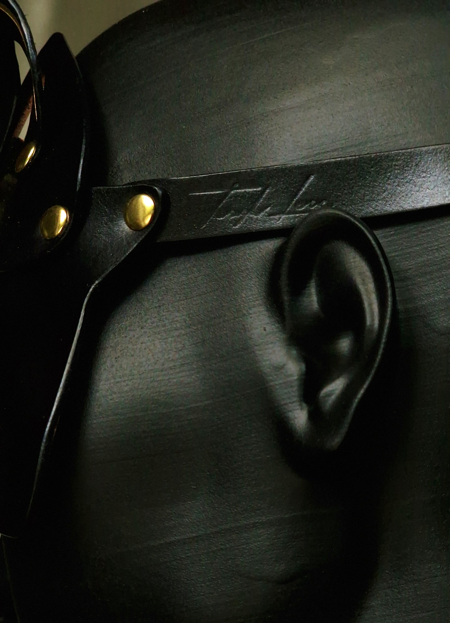 Luna leather mask—ornamental, bdsm fetish mask for dominatrix.