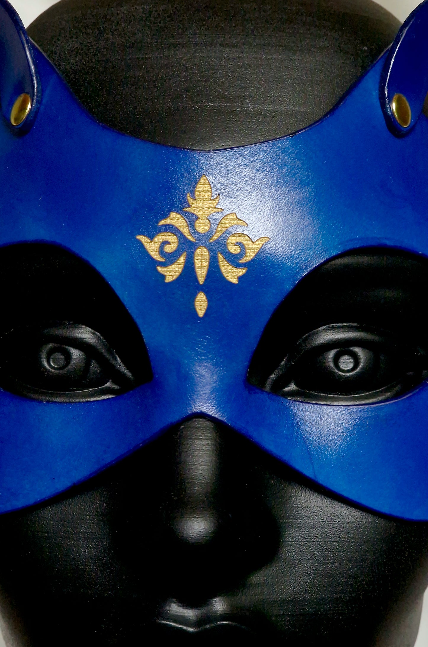 Luxurious leather mask with polished burnished edges. Fine High Quality Leather.
