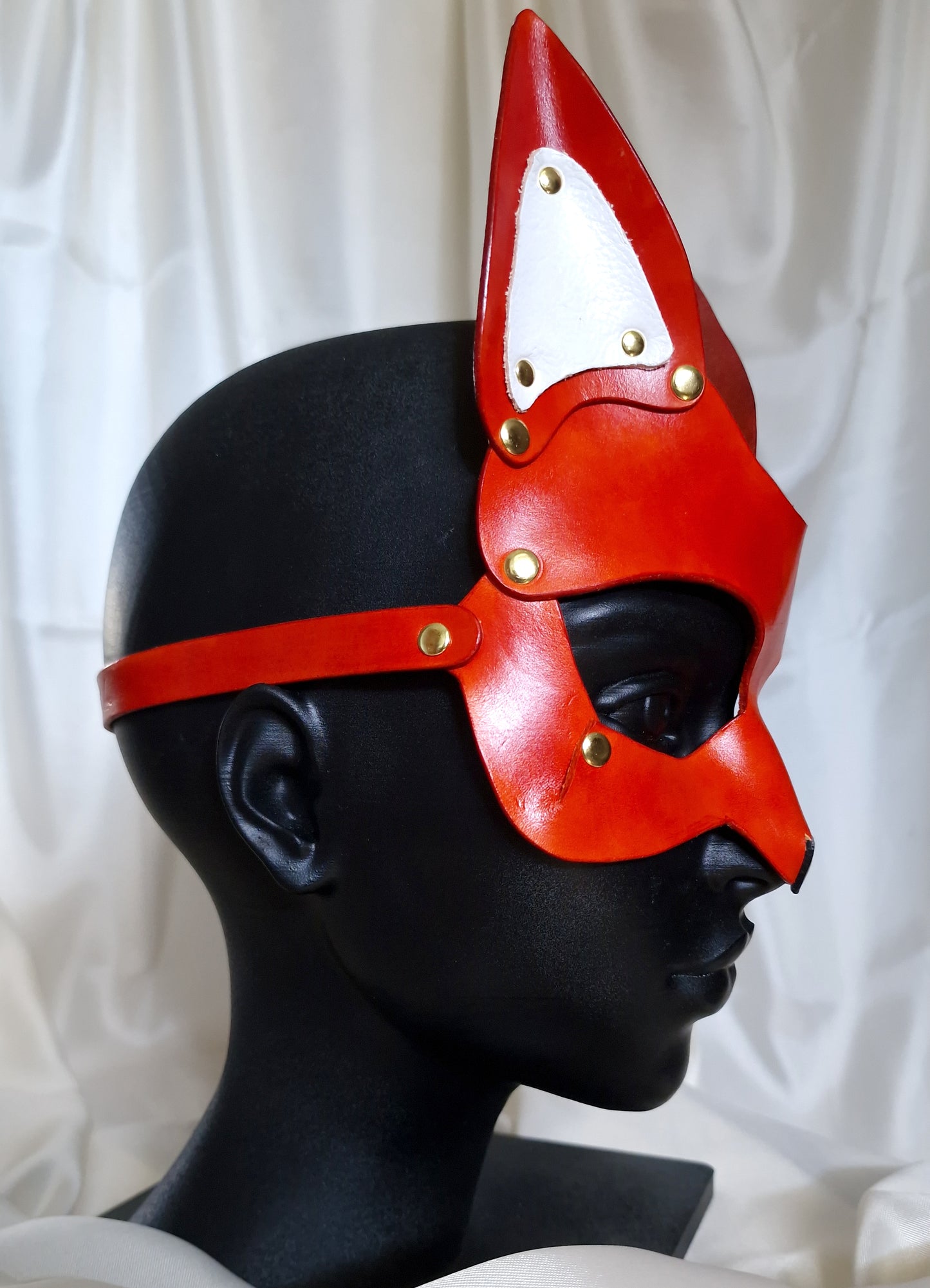 Vulpine leather mask with foxy nose. Handmade.