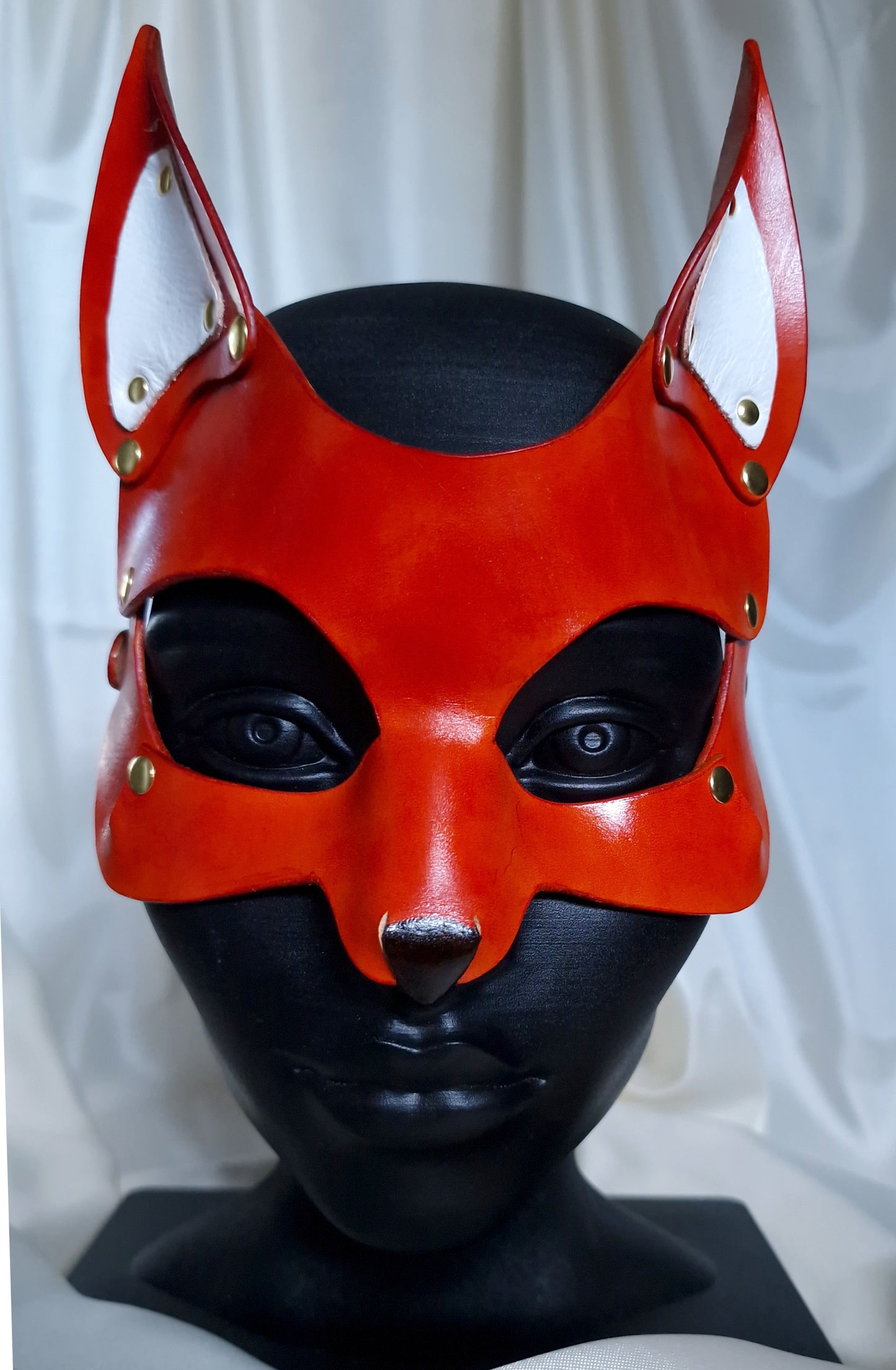 Front view fox mask with tall ears, handmade.