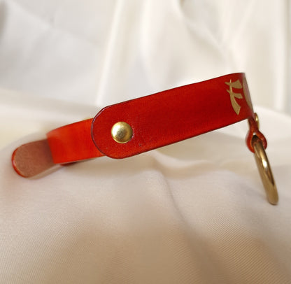 side view of personalized BDSM-inspired fashion leather choker